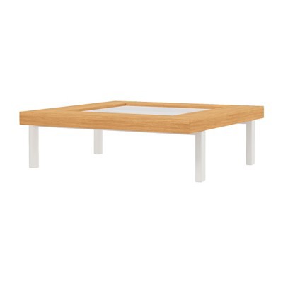 Kvadratna steklena zunanja klubska mizica za kavč